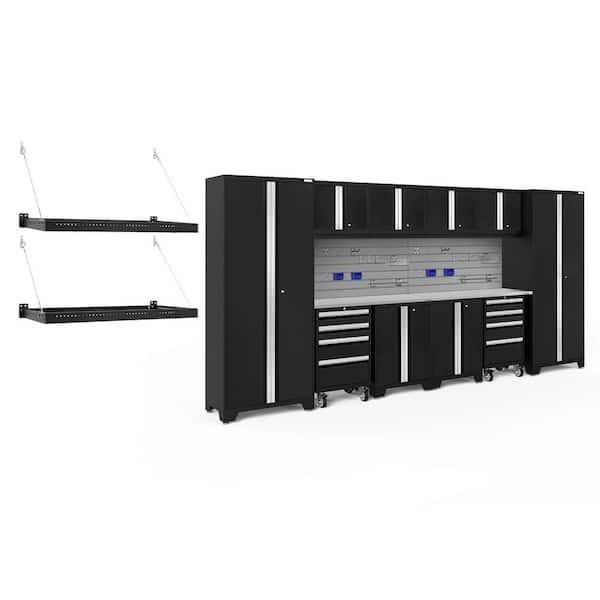 NewAge Products Bold Series 156 in. W x 76.75 in. H x 18 in. D 24-Gauge Steel Garage Cabinet Set in Black (12-Piece)