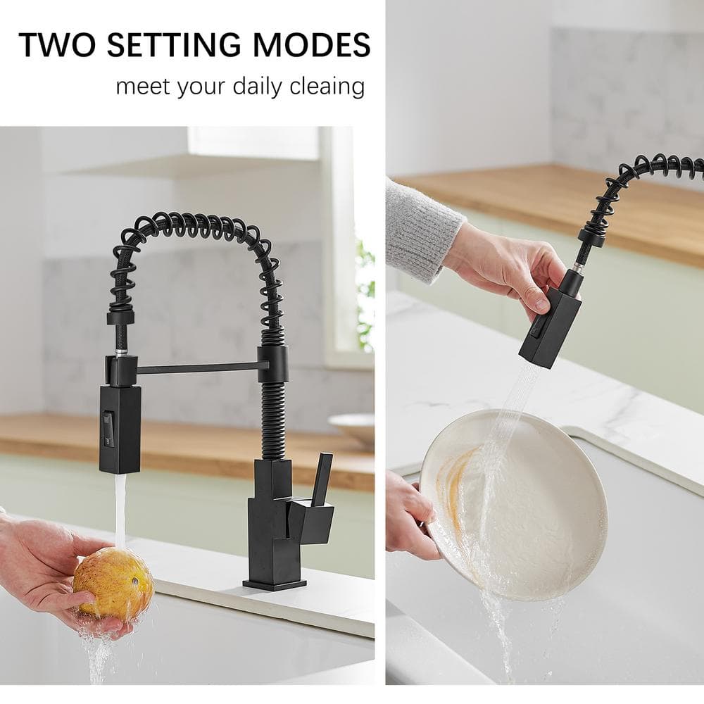 Matte Black Brass Single Handle Pull Down Kitchen Faucet
