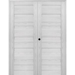 Louver 60 in. x 83.25 in. Right Active Ribeira Ash Wood Composite Double Prehung Interior Door