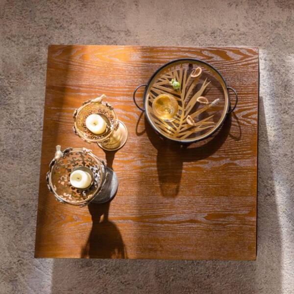 Draevin Modern 27.55 in. Walnut Finish Square MDF Wood Coffee Table