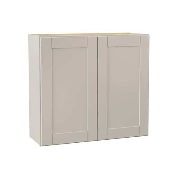 Hampton Bay Shaker 33 in. W x 12 in. D x 30 in. H Assembled Wall Cabinet in Dove Gray