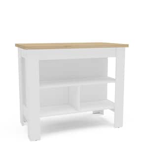 Oasis White Wood 41.5 in. W Kitchen Island with Open Storage