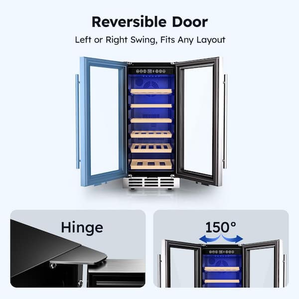 SIMZLIFE 15 in. Single Zone 28-Bottle Built-in/ Freestanding Wine