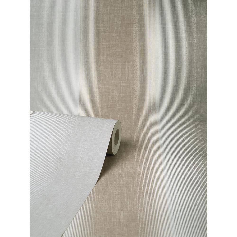 Medley Taupe and Brown Matte Vinyl Stripe Wallpaper Roll
