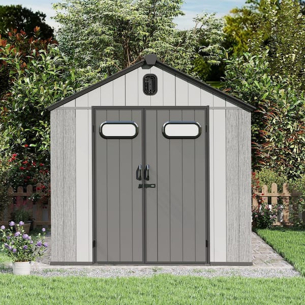 domi outdoor living Domi 8 ft. x 12 ft. Resin Gable Outdoor