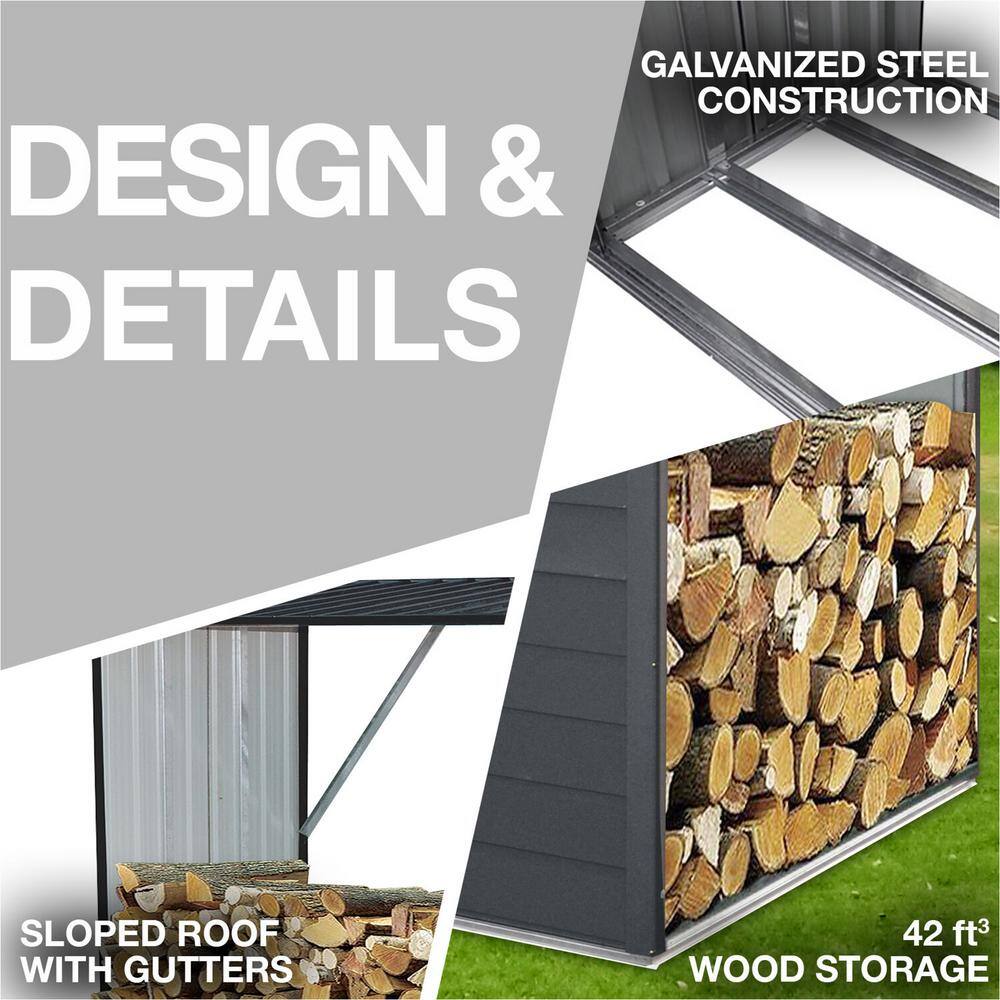Hanover 64'' Dark Gray Galvanized Steel Firewood Rack