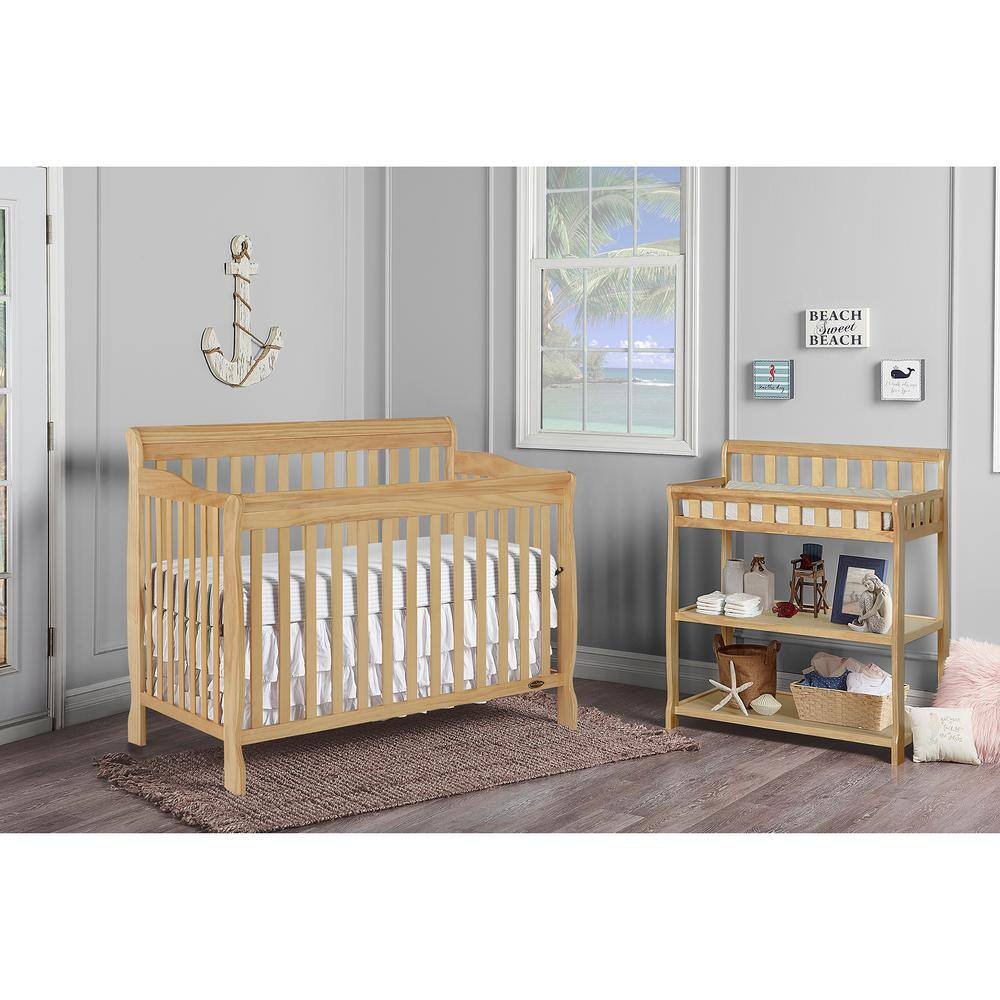Natural Wood 5-in-1 Convertible Crib with Adjustable Mattress Support