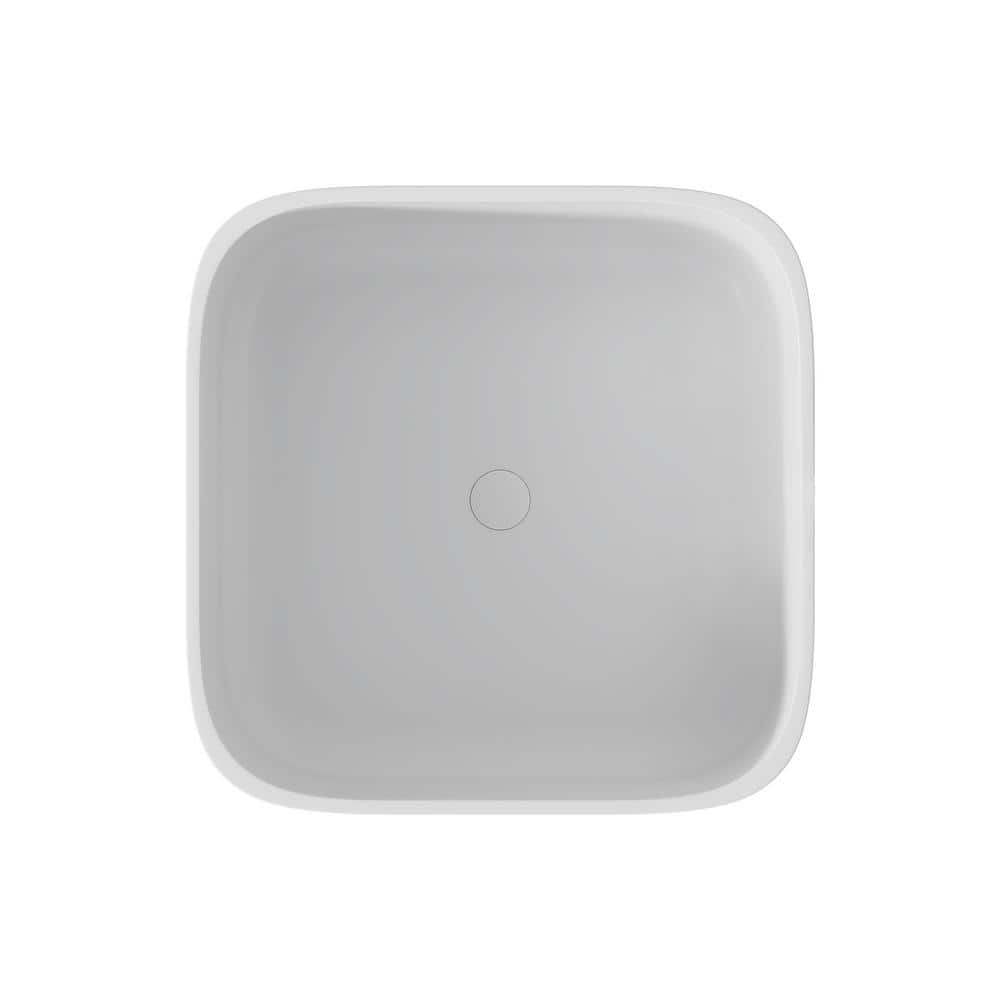 16 in . Rectangular Bathroom Sink in White Solid Surface