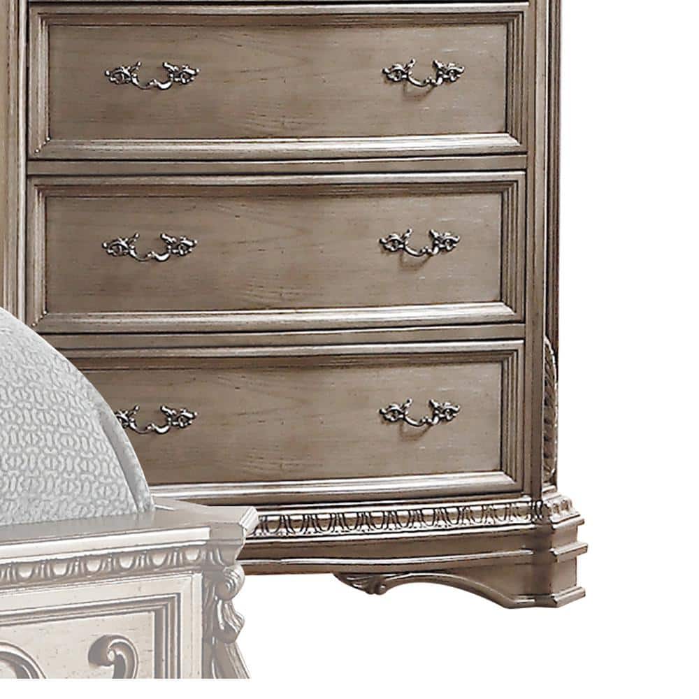 Elegant Gray 45" Antique Silver Chest with Dovetail Drawers