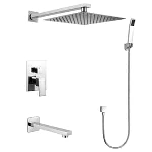 Narmada 3-Function Single-Handle Single-Spray Tub and Shower Faucet with Hand shower in Polished Chrome (Valve Included)