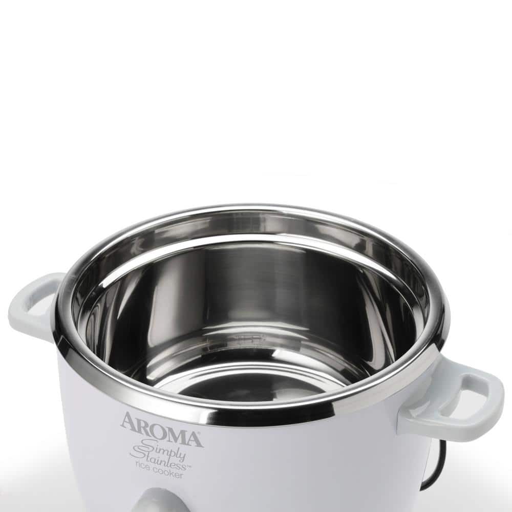 14-Cup White Stainless Steel Electric Rice Cooker with Steamer