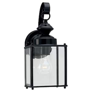 Jamestown Collection 1-Light Outdoor Traditional Black Wall Lantern Sconce