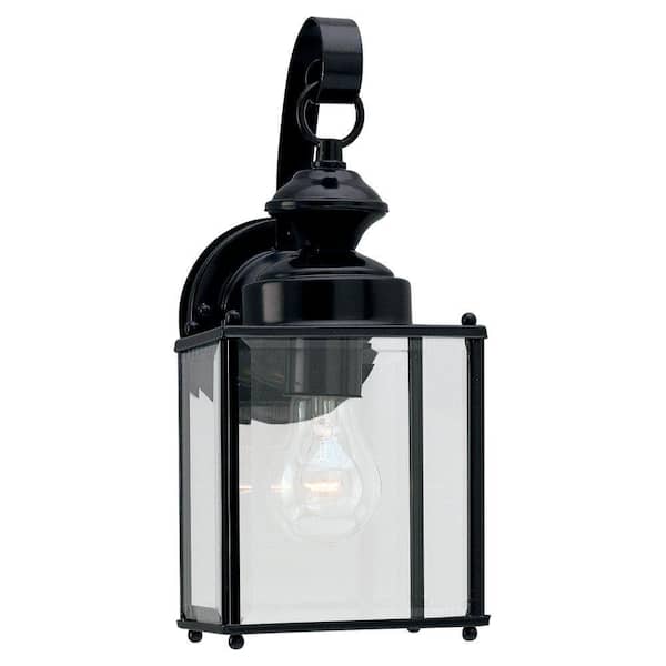 Generation Lighting Jamestown Collection 1-Light Outdoor Traditional Black Wall Lantern Sconce