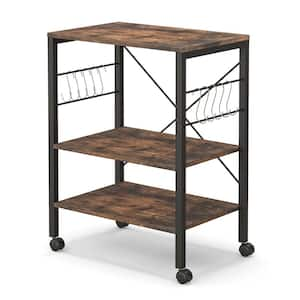 Outopee Modern Silver Kitchen Microwave Oven Rack with Shelves 302589546499  - The Home Depot