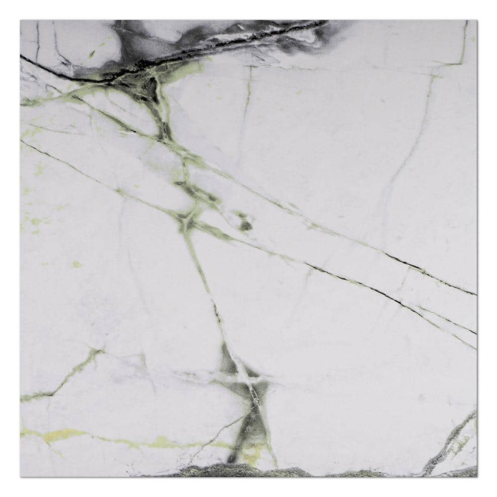 Senzia 8" x 8" Green and White Porcelain Wall and Floor Tile