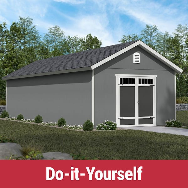 DIY Porter 12 ft. x 32 ft. Wooden Outdoor Storage Garden Shed with Floor Transom Window Doors (384 sq. ft. )