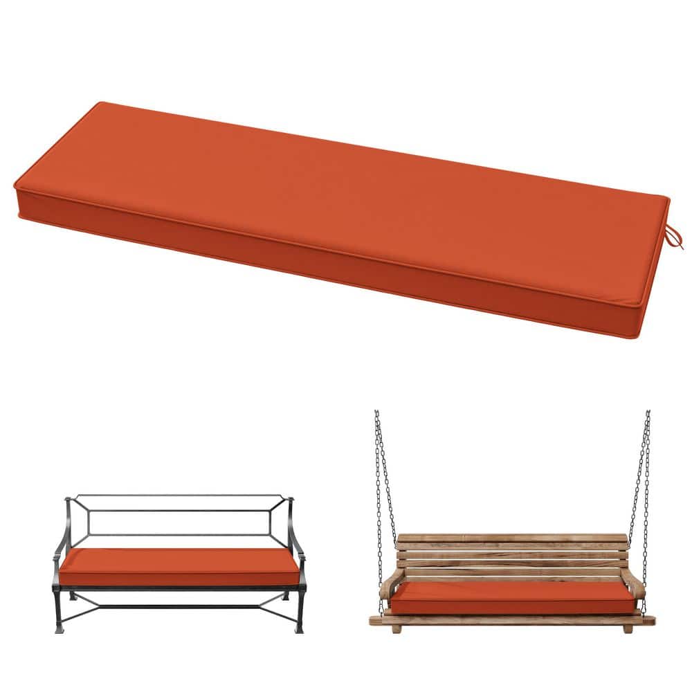 45 in. x 18 in. x 3.5 in. Rectangular Outdoor Porch Swing Bench Cushion Orange