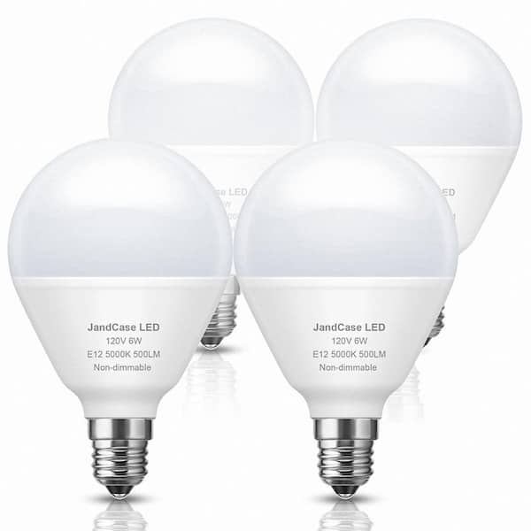 YANSUN 60-Watt Equivalent 6W G14 Non-Dimmable Global LED Light Bulb E12 5000K Daylight White (4-Pack)