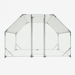 Metal Large Chicken Coop Walk-in Poultry Cage Run Flat Shaped with Waterproof 9.94 ft. L x 6.46 ft. W x 6.36 ft.