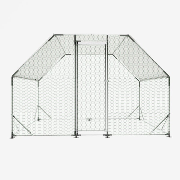maocao hoom Metal Large Chicken Coop Walk-in Poultry Cage Run Flat Shaped with Waterproof 9.94 ft. L x 6.46 ft. W x 6.36 ft.