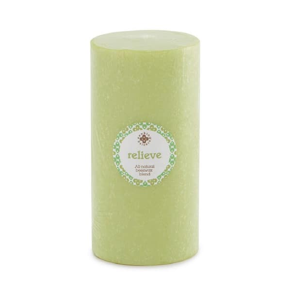ROOT CANDLES in. x in. Green Seeking Balance Aromatherapy Relieve  Scented Pillar Candle 336269 The Home Depot