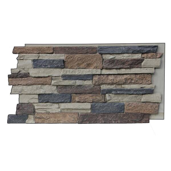 Superior Building Supplies Faux Mountain Ledge Stone 24-3/4 in. x 48-3/4 in. x 1-1/4 in. Panel Rustic Lodge