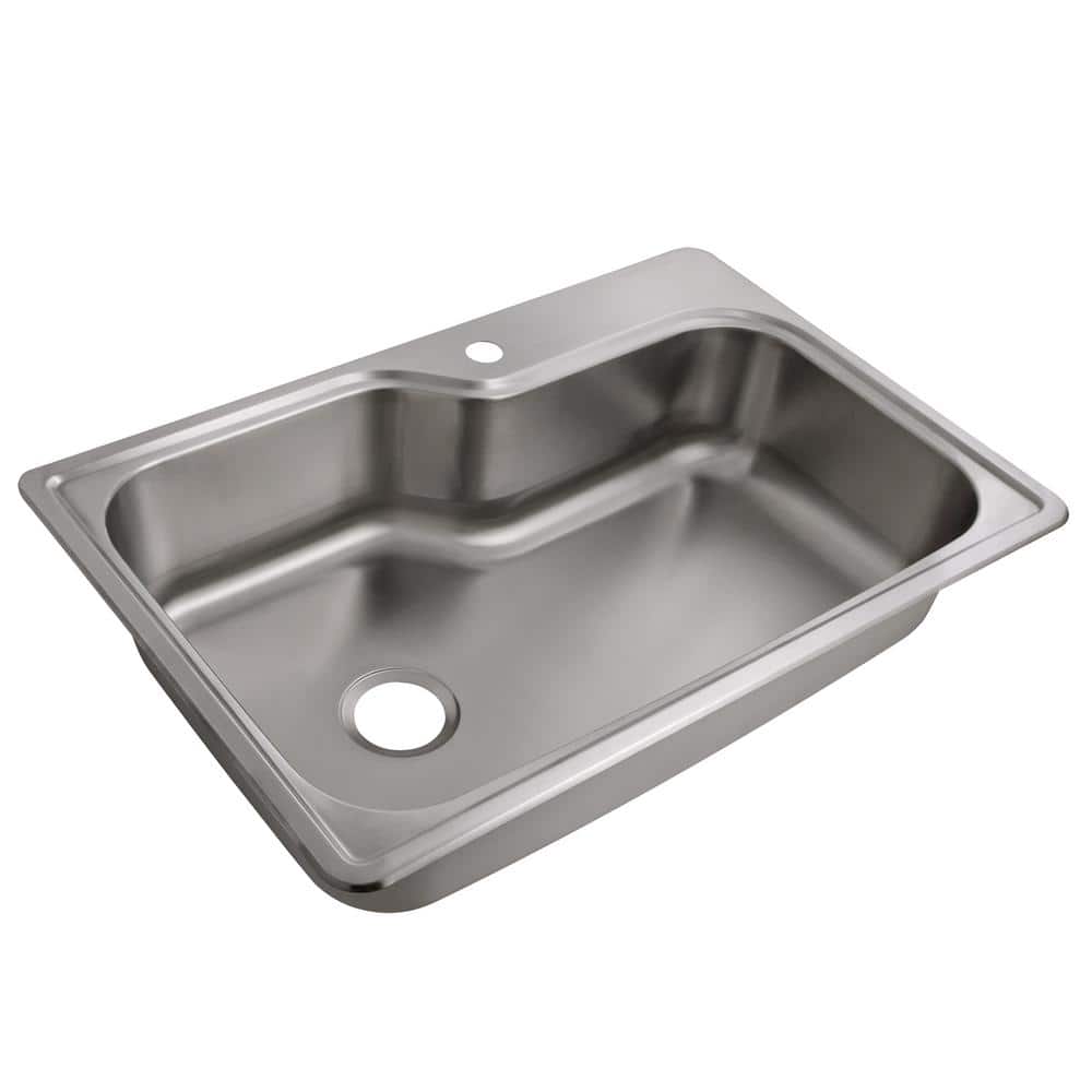 Design House 113118 33” x 22” x 8” 18 Gauge 1-Hole Single Bowl Kitchen Sink Stainless Steel