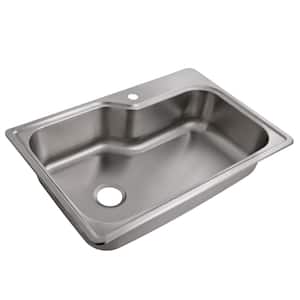 Drop-in Stainless Steel 33 in. 18 Gauge 1-Hole Single Bowl Kitchen Sink