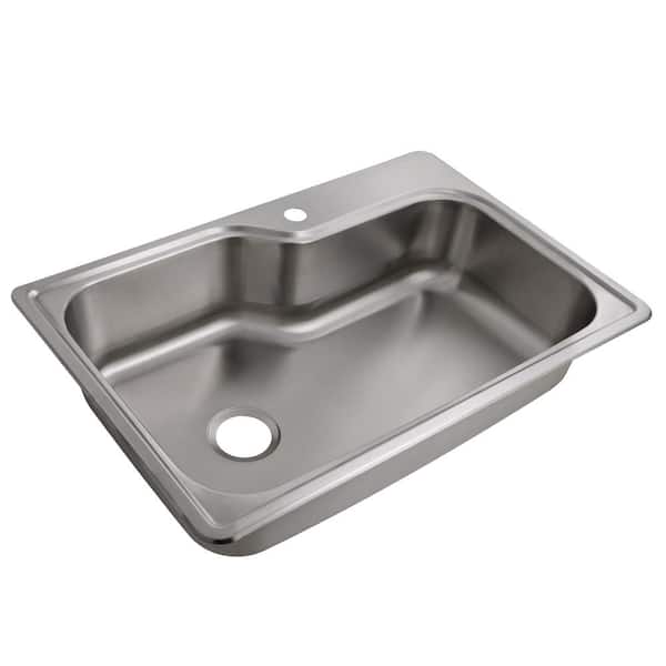 Design House Drop-in Stainless Steel 33 in. 18 Gauge 1-Hole Single Bowl Kitchen Sink