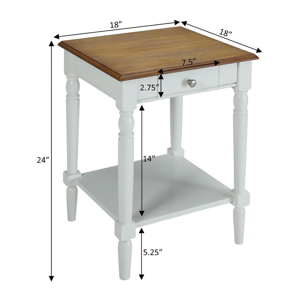 French Country Driftwood & White Square End Table with Storage