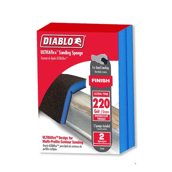 DIABLO 3.75 in. x 4.75 in. 220-Grit Ultra Fine Hand Sanding Sponge (2-Pack)