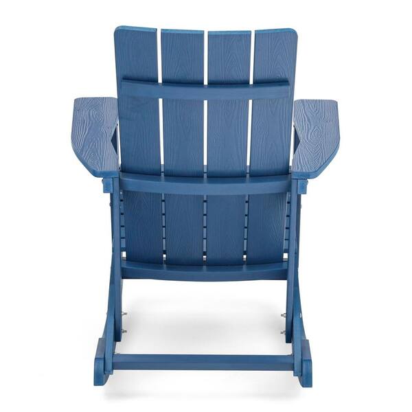 LUE BONA Navy Blue Plastic Adirondack Rocking Chair Porch Rockers