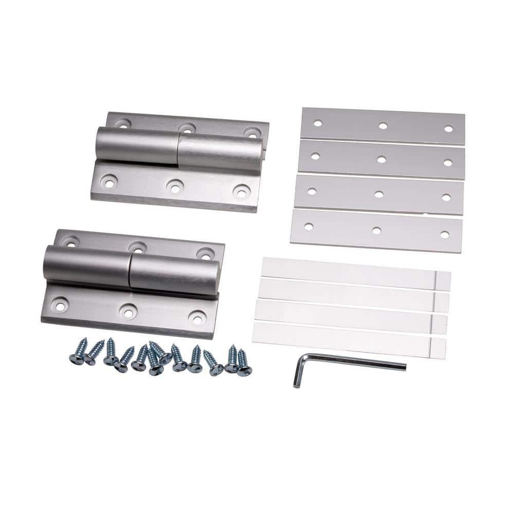 Deluxe Aluminum Surface Mount Door Hinge Kit, Silver