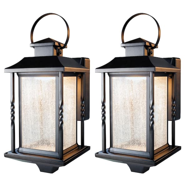 Home Decorators Collection Portable, Black Outdoor Wall Lantern Sconce 2 Pack