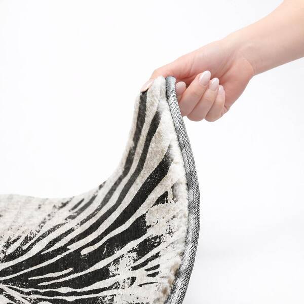 Dream Shag Premium Machine Washable Abstract ADS818 Ivory 8 ft. x 8 ft. Round Rug