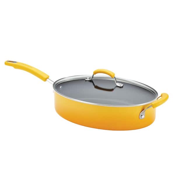 Rachael Ray Porcelain II 5 Qt. Aluminum Saute Pan with Lid