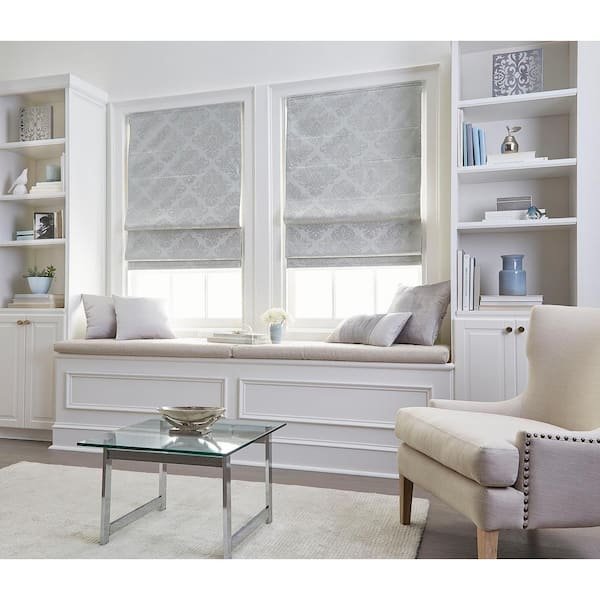 Cut-to-Size Silver Cordless Room Darkening Energy-Efficient Polyester Roman Shades 27 in. W x 64 in. L