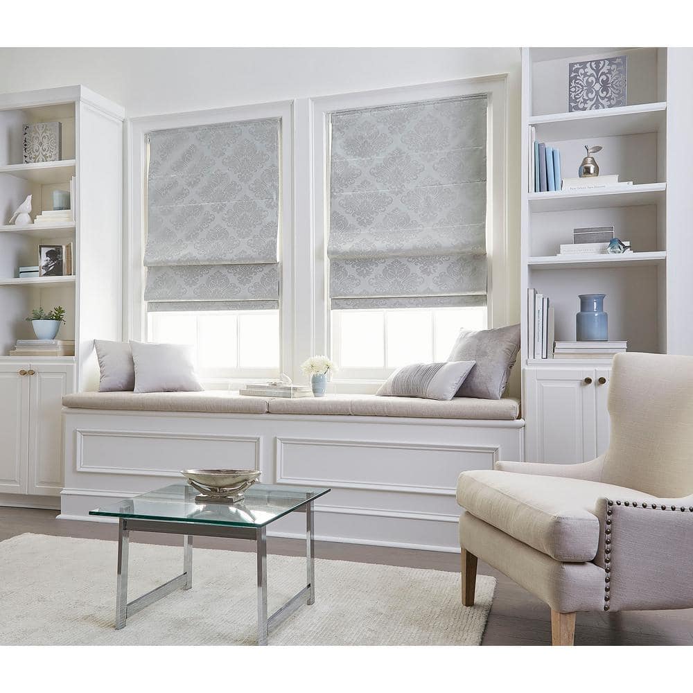 Cut-to-Size Silver Cordless Room Darkening Energy-Efficient Polyester Roman