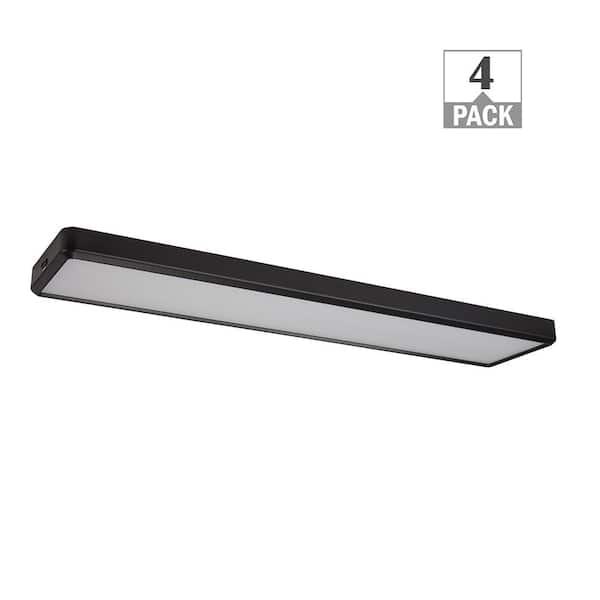 4 ft. x 10 in. Black Back-Lit LED Panel Light Fixture 4000LM 50W 3000K 4000K 5000K Dimmable Kitchen Lighting (4-Pack)