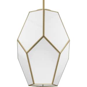 Latham 100-Watt 1-Light Vintage Gold Contemporary Pendant with Geometrical Frame