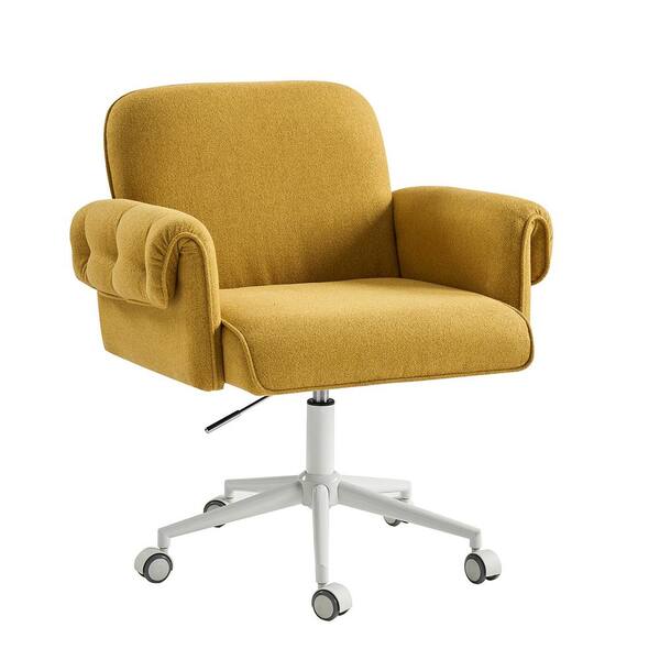 JAYDEN CREATION Andreas Creamy Style Upholstered Swivel Task Chair with ...