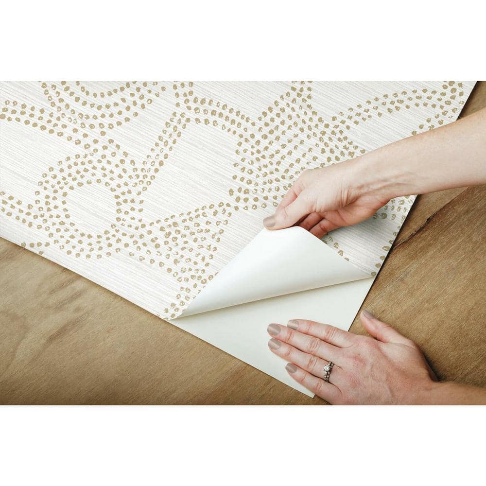 Taupe and White Abstract Peel & Stick Wallpaper Roll