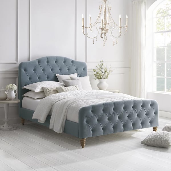 Light blue deals velvet headboard