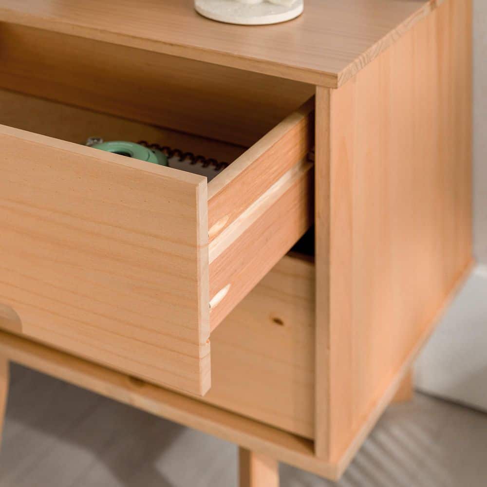 Sloane 2-Drawer Natural Pine Mid-Century Modern Solid Wood Nightstand - thumbnail 4