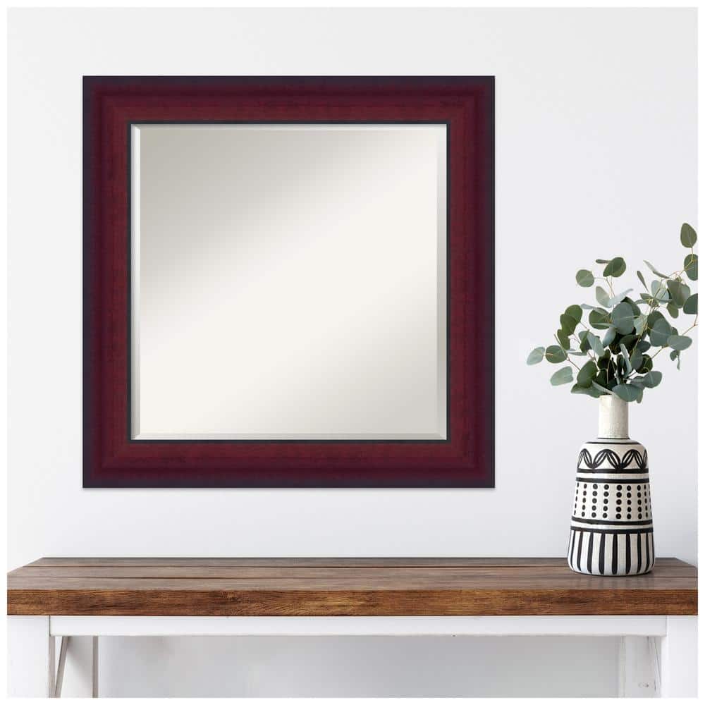 Canterbury Cherry 25" Square Wood Framed Wall Mirror