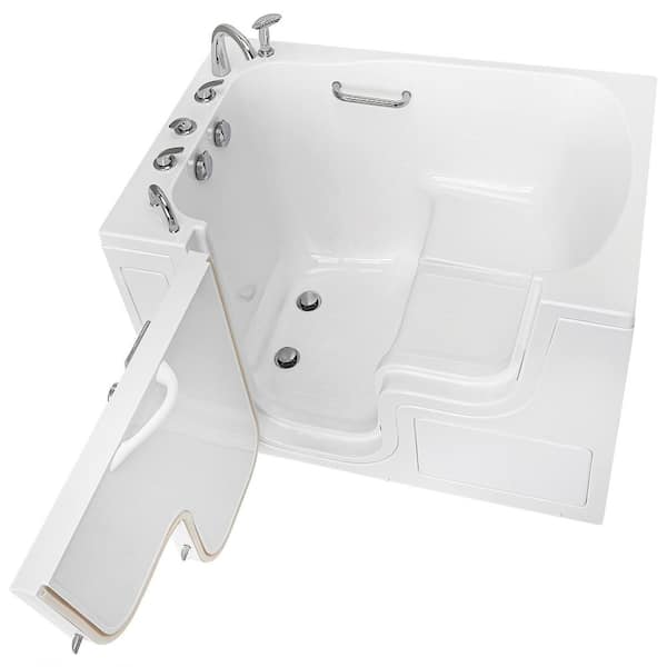 TransferXXXL 55 in. x 36 in. Acrylic Walk-In Soaking Bathtub in White, 5 Piece Fast Fill Faucet, LHS 2 in. Dual Drain