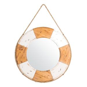 30 in. W x 30 in. H Modern Coastal Lifebuoy Wood Round Wall Mirror