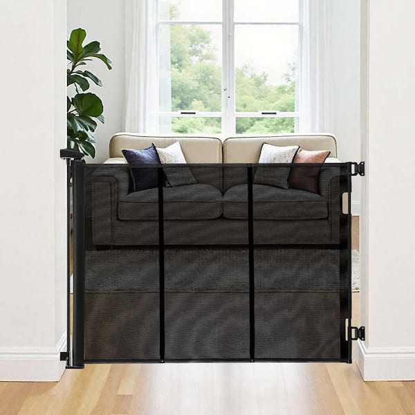 Retractable Baby Gate, Extends to 120 in. Extra Wide, 38.5 in. Tall, with Reinforced, Indoor, Black 2025 Update