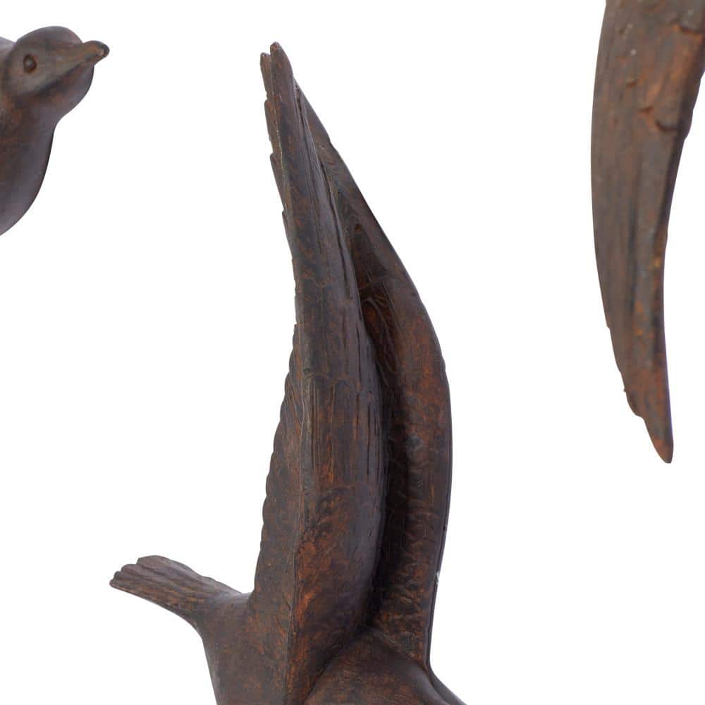 Brown Metallic 3D Sculpted Bird Wall Decor Set