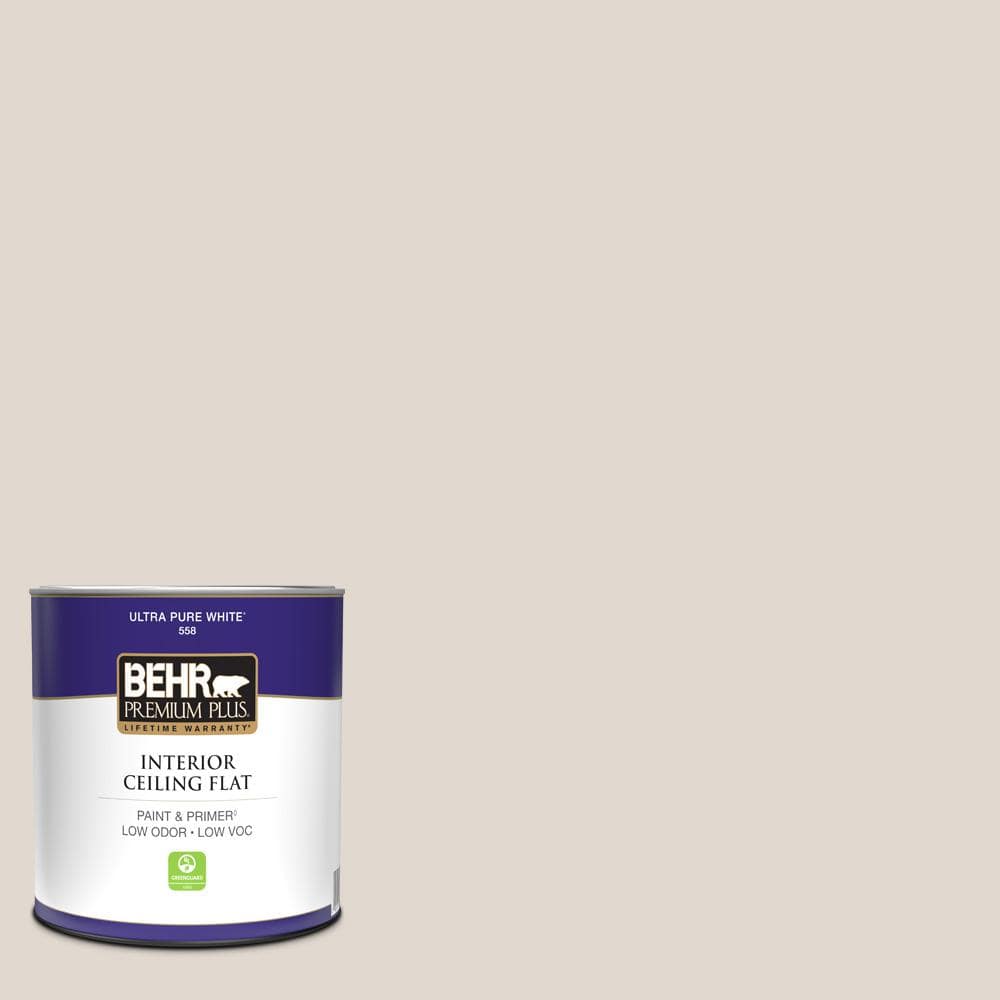 BEHR PREMIUM PLUS 1 qt. #N210-1 Taupe Tease Ceiling Flat Interior Paint ...